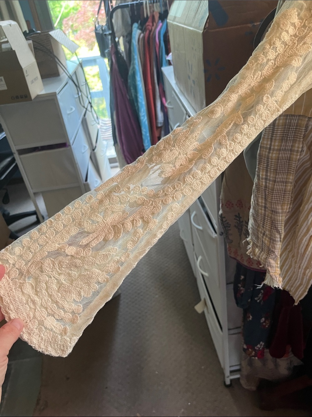Modern Vintage Ivory Embroidered Lace Sheer Top - Picture 3 of 4